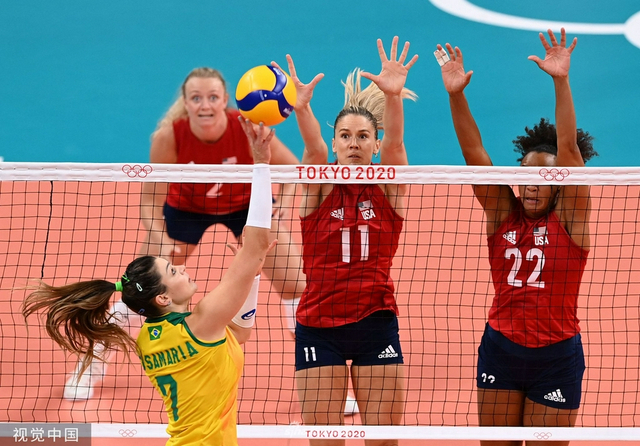 美国女排大胜巴西夺金 金牌数反超中国