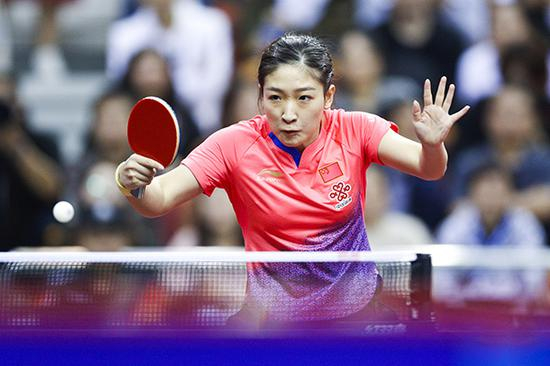 2019“地表最强12人”直通赛现场，刘诗雯。 视觉中国 图