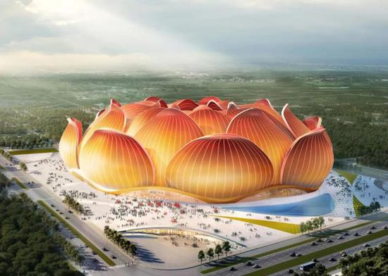 ▲广州恒大足球场以不世出的造型引发热议。