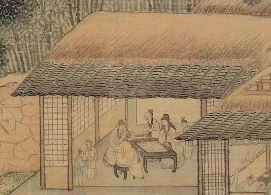 明代尤求 《秋窗博弈图》局部