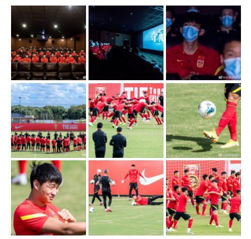 图说：中国足球队官方微博介绍，国足去观看了电影《夺冠》。