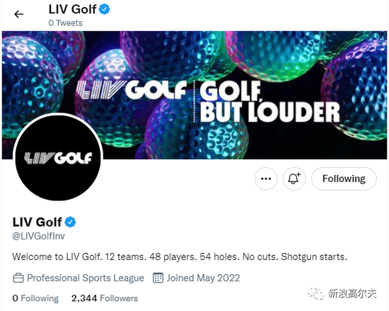 LIV高尔夫刚刚注册的推特认证账号（暂未发布内容）