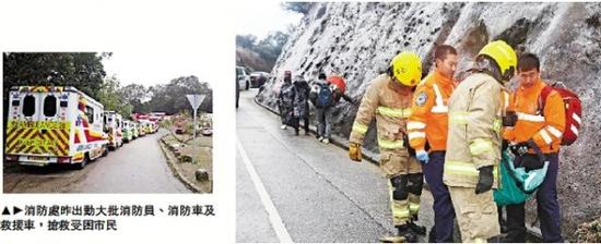 图：消防处昨出动大批消防员、消防车及救援车，抢救受困市民