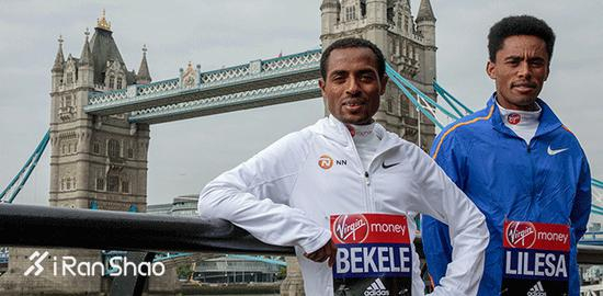 Kenenisa Bekele&nbsp;贝克勒（左）于伦敦马赛前