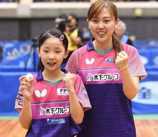 张本智和的妹妹张本美和（左）。