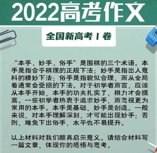 不懂围棋吃大亏
？ 原来高考出现过这么多围棋考题