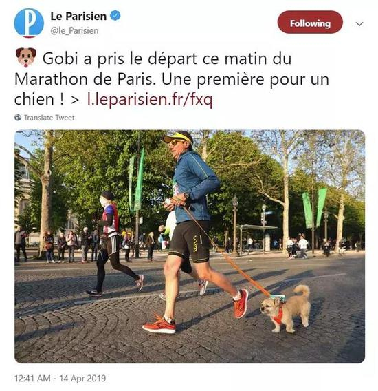 迪昂和戈壁一起参加巴黎马拉松比赛