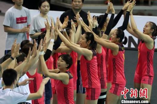 资料图：中国女排队员。　泱波 摄