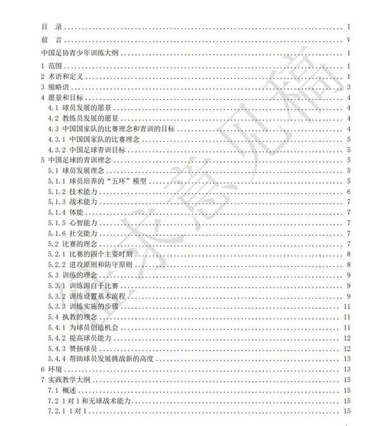 大纲征求意见稿目录部分截图