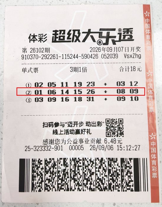 彩民18元擒大乐透695万 奖票放衣服口袋险被洗