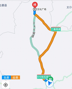 2、张家口—S10张石高速—245省道—246省道（收费较少，15元，约142公里）