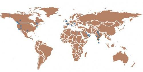 （Physique Global在全球所覆盖和服务的区域）
