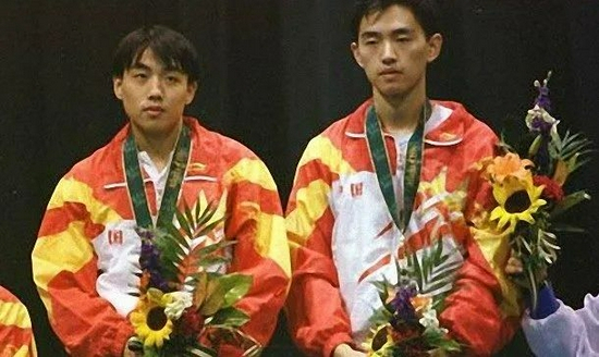 第43届世乒赛上的刘国梁孔令辉