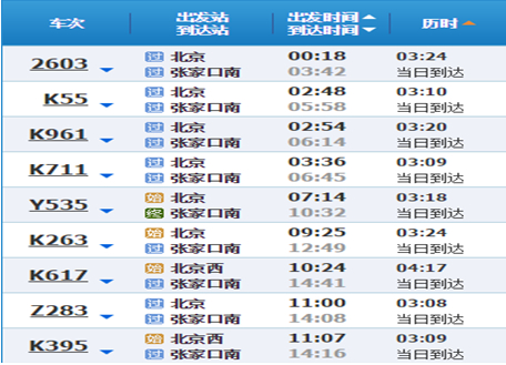 2、张家口南站——张家口市区长途汽车站