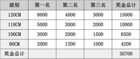 注明：奖金发放的名次录取不超过实际出场人马组合的一半