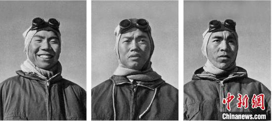 图为1960年5月25日，首次成功登顶珠峰的中国登山队队员王富洲（左一）、屈银华（左二）、贡布（资料图）。西藏自治区体育局 供图