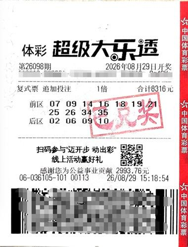 男子擒大乐透966万大奖陷入恍惚 此前曾中二等