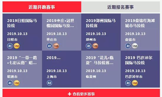 近期开跑的国内马拉松赛事 图片来源：中国田协