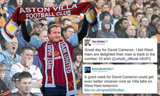 球迷P图嘲讽卡梅隆认不清阿斯顿维拉和西汉姆联