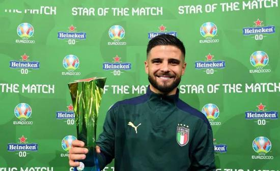 因西涅被评为最佳球员，意大利10号他绝对当得起