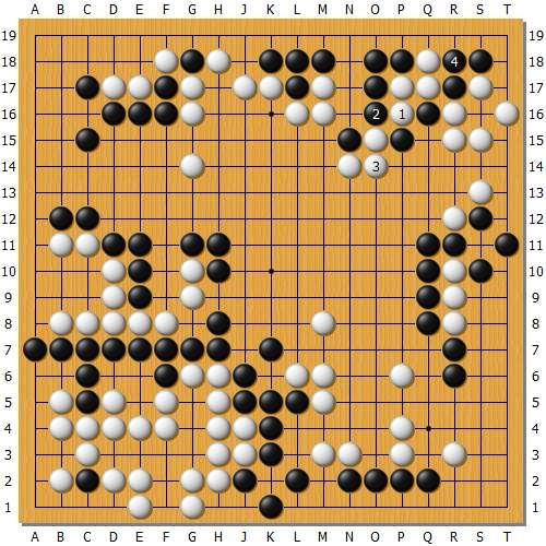 变化图9：实战白148如选择在本图1位打，至黑4打吃局部已经净活。