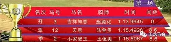  冠军：“吉祥如意”，马主：新加坡亿冠，骑师：赵殿化