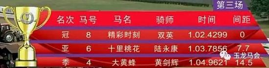 冠军：“精彩时刻”，马主：王卫东，骑师：张明亮