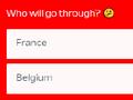 欧足联官网法国VS比利时晋级比例:法国晋级63%