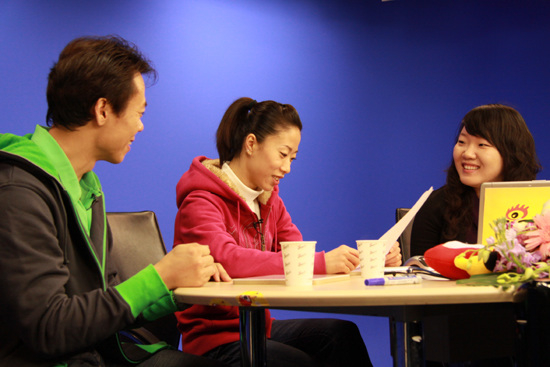 （2009年，笔者采访重返赛场的申雪/赵宏博）