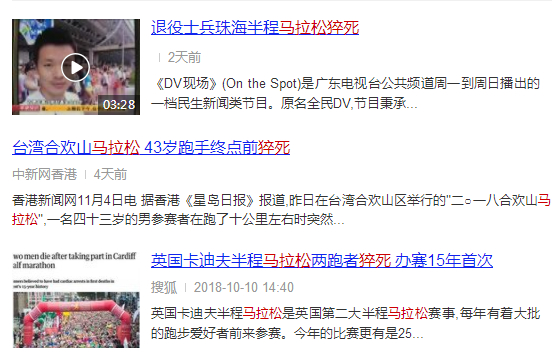 图： 世界各地马拉松猝死事件频频发生