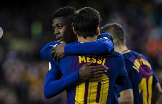 登贝莱和梅西（资料图）