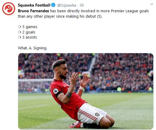 B费首秀以来同期直接参与进球英超最多