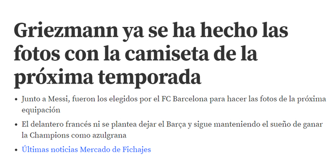 《世界体育报》：格列兹曼下赛季会留下