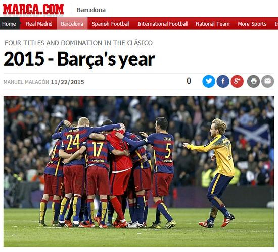 《马卡报》：2015是巴萨年