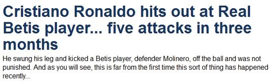 《每日体育报》：3个月里5次侵犯对手