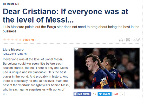 《每日体育报》：如果每个人都是梅西那样的水平