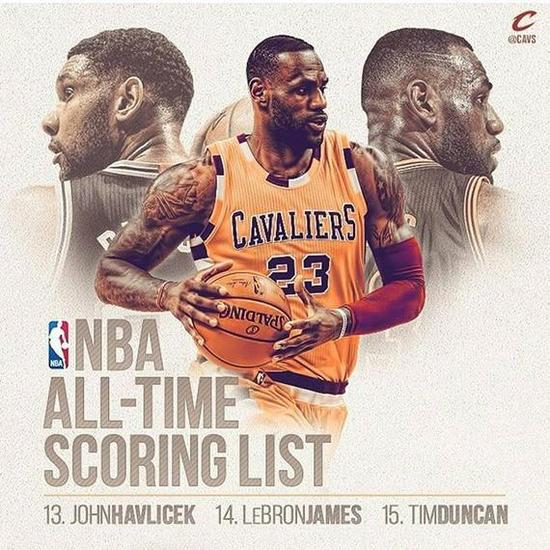 上一场詹姆斯超越邓肯