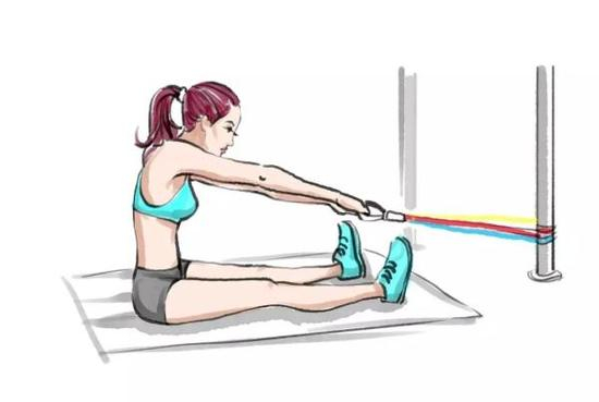 拉力绳背部训练法可以在家练习哦