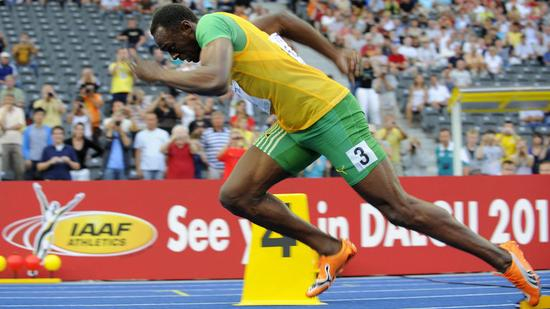 博尔特的起跑并不落下风