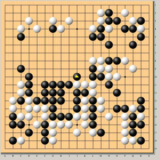 棋局结束时的局面，Master执黑VS井山裕太
