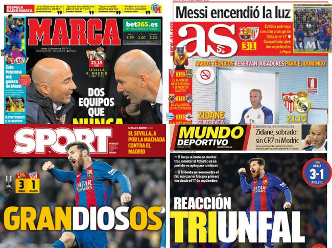 西班牙四大体育报纸：《马卡报》、《阿斯报》、《每日体育报》、《世界体育报》