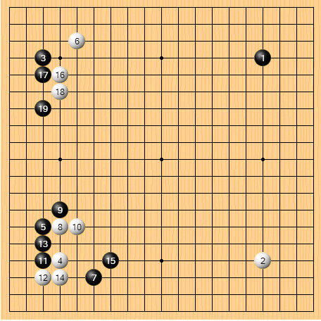 AlphaGo（白） 常昊（黑）