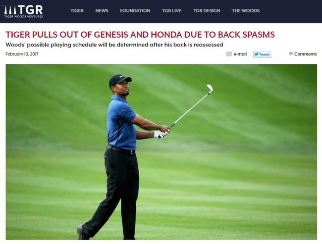 伍兹在官网宣布了退赛消息