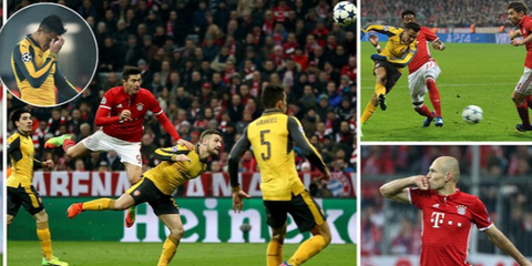 欧冠-罗本进球 拜仁5-1大胜阿森纳