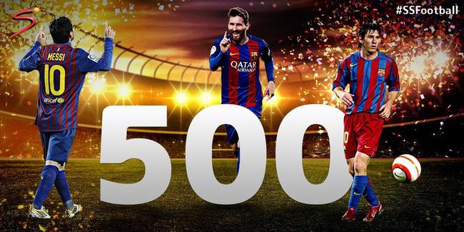 梅西完成巴萨生涯500球