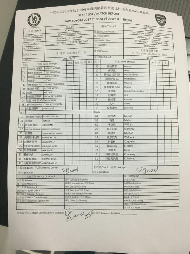 中国赛双方首发