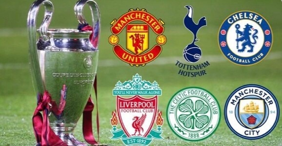 新赛季，英国6队参战欧冠