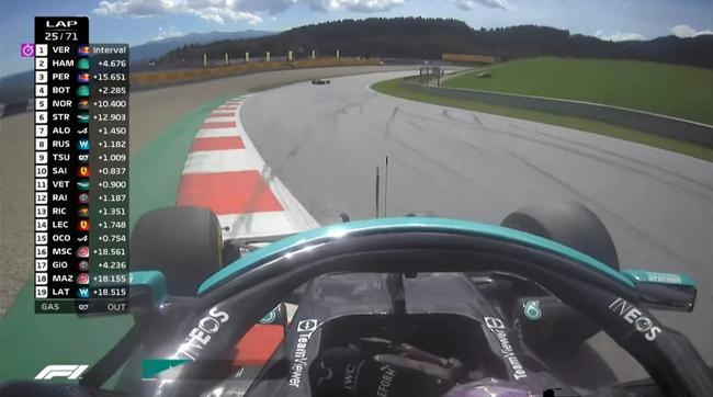 汉密尔顿在出弯时险些出现失误