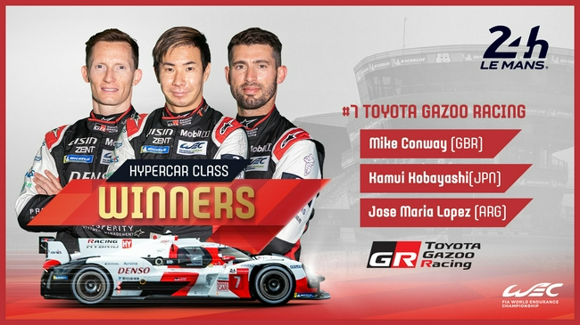 2021年勒芒24小时耐力赛Hypercar组冠军：丰田车队7号车组