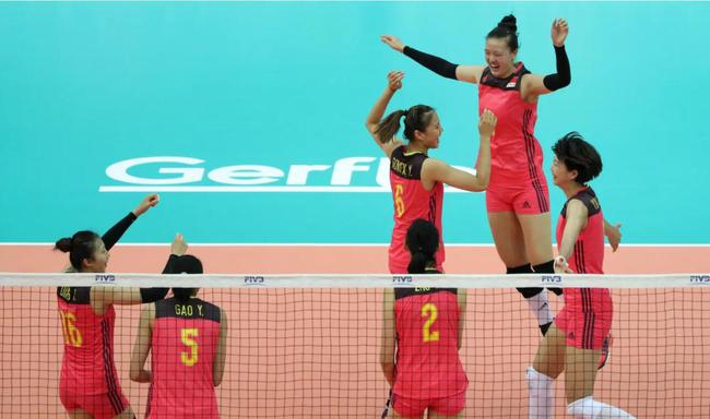2017年世界女排大奖赛总决赛，中国女排庆祝得分